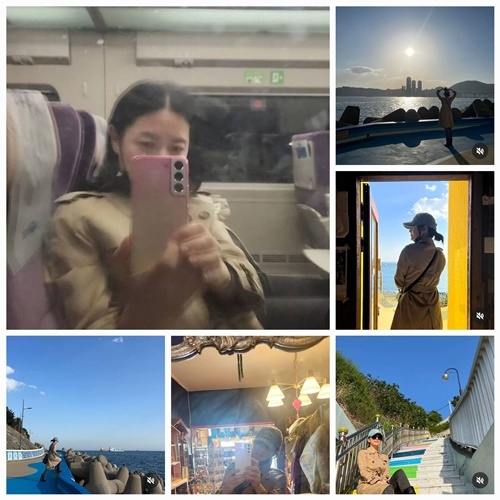 배우 이영애가 25일 부산으로의 당일치기 기차 여행을 즐기며 찍은 사진들을 자신의 개인 계정에 공유했다. 사진=이영애 SNS