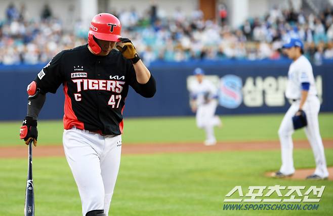 8일 대구 삼성라이온즈파크에서 열린 삼성 라이온즈와 KIA 타이거즈의 경기. 1회초 2사 KIA 나성범이 삼진을 당하고 있다. 대구=박재만 기자 pjm@sportschosun.com/2024.05.08/