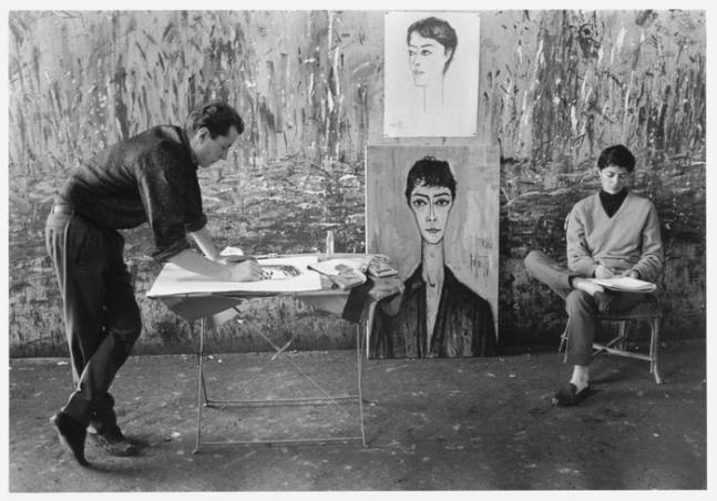 1958년 촬영한 베르나르 뷔페와 아나벨 뷔페의 사진./한솔비비케이