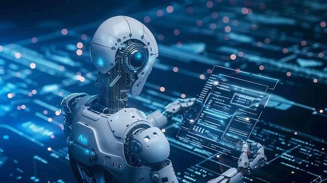 “판단의 이유를 자세하게 설명하는 인공지능”이라는 명령어를 입력하자 미드저니가 생성한 이미지.