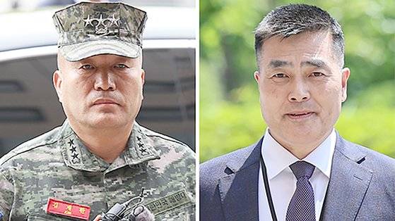 김계환 해병대 사령관(왼쪽 사진)과 박정훈 전 해병대 수사단장이 21일 경기도 과천시 정부과천청사 고위공직자범죄수사처에 채 상병 사건 수사 관련 조사를 받기 위해 출석하고 있다. 공수처는 오전에 먼저 김 사령관을 불러 조사하는 과정에 이날 오후 박 대령을 추가로 불렀다. 연합뉴스·뉴스1