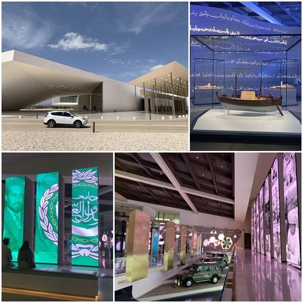 (좌로부터 시계방향)기하학적 건축물이 눈길을 사로잡는 ‘오만 어크로스 에이지 뮤지엄’, 수천 년의 역사가 광범위하게 펼쳐진 ‘오만 어크로스 에이지 뮤지엄’, 첨단 기술을 통한 오만의 풍부한 유산을 보여주는 박물관 내부 전시들