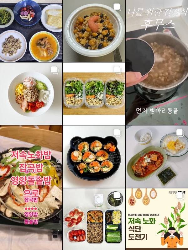 인스타그램에 올라온 '저속노화식단' 관련 게시물. 사진=인스타그램 캡처