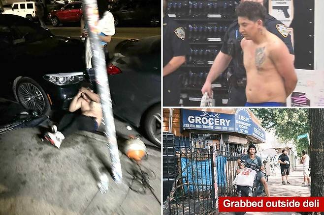 시민들에게 붙잡힌 성폭행범 크리스티안 게오바니 잉가란디(25). /뉴욕포스트 엑스