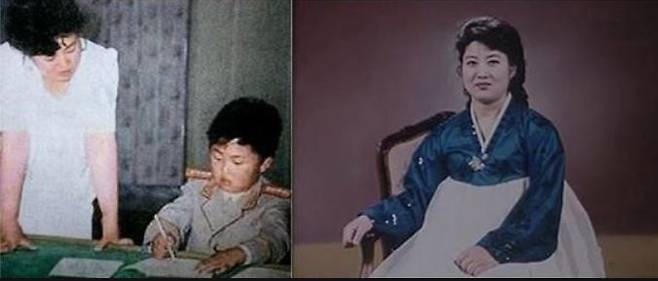 북한이 2012년 당정군 간부들을 대상으로 상영한 기록영화 '선군조선의 어머니'에 등장한 고용희와 김정은.