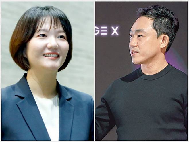 최수연 네이버 대표(왼쪽)와 서상원 스테이지엑스 대표