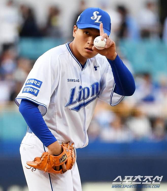 9일 대구 삼성라이온즈파크에서 열린 삼성 라이온즈와 KIA 타이거즈의 경기. 삼성 이승현이 숨을 고르고 있다. 대구=박재만 기자 pjm@sportschosun.com/2024.05.09/