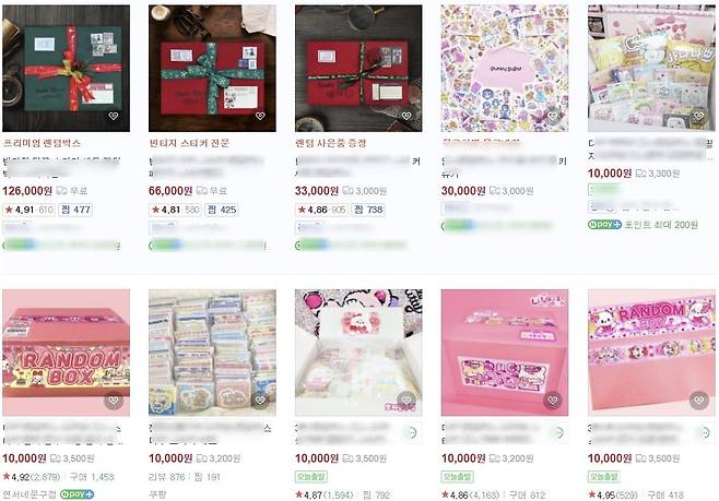 다양한 랜덤 박스 제품들 /사진=네이버 쇼핑 캡처
