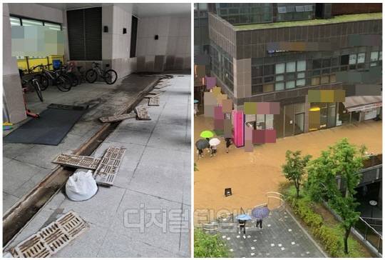 지난 17일 전국적으로 폭우가 쏟아진 가운데, 서울 강동구 상일동 소재의 A 아파트 지하주차장에서 심각한 누수 현상이 발생해 부동산 커뮤니티를 중심으로 논란이 거세게 일고 있다. <온라인 커뮤니티>