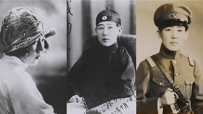 가와시마 요시코(왼쪽)는 10대 후반부터 남장을 했으며(가운데) 안국군을 창설해 총사령(오른쪽)에 오르기도 했다. ⓒPICRYL