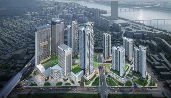 서울 광진구청 신청사 등이 들어설 자양동 지하철 구의역 인근 첨단업무복합단지 일대 조감도. 광진구청 제공