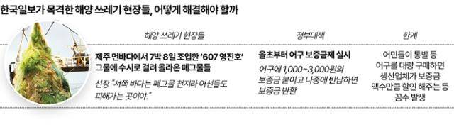 한국일보가 목격한 해양 쓰레기 현장들. 그래픽=송정근 기자