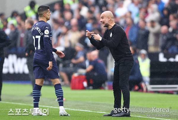 주앙 칸셀루와 펩 과르디올라 / 사진=GettyImages 제공