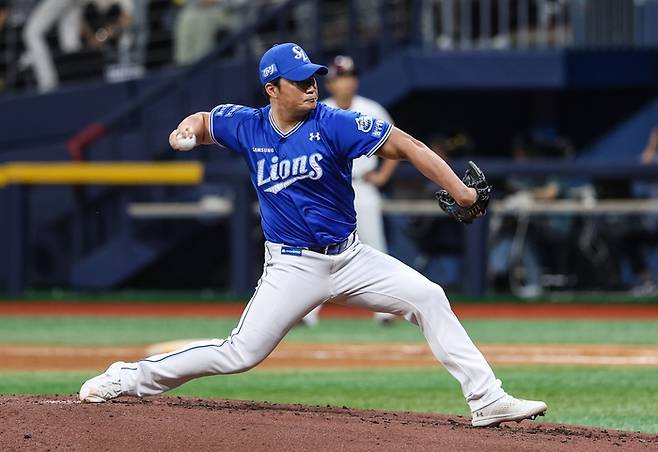 오승환이 28일 고척 키움전에서 역투하고 있다. 삼성 라이온즈 제공