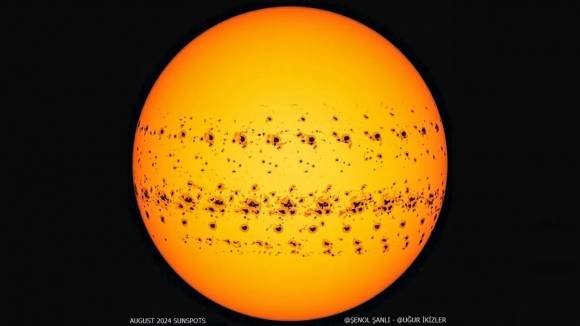 지난 8월 한달 동안 태양 흑점의 모습을 기록한 타임랩스 이미지. 사진=SDO/ Şenol Şanlı /Uğur İkizler