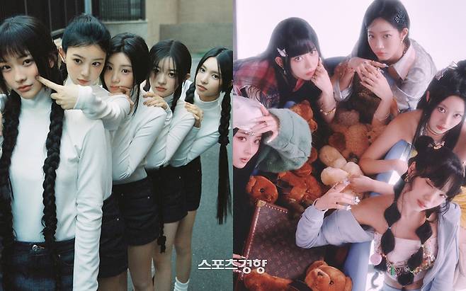 그룹 아일릿(왼쪽)과 르세라핌. 하이브 제공