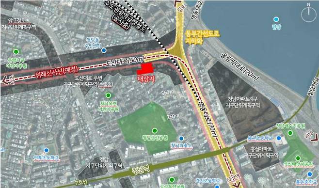 서울 강남구 청담동 52-3번지 일대 프리마호텔 부지 위치도 (자료=서울시)