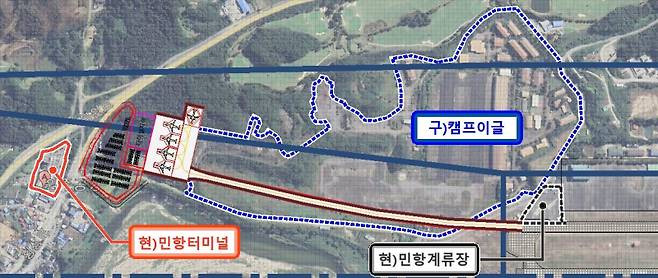원주공항 청사 이전 배치도.(원주시 제공)