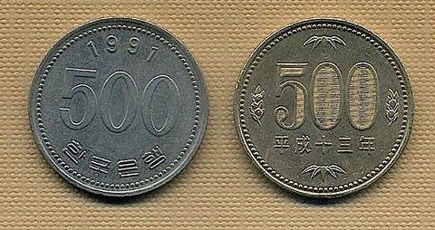 한국 500원(왼쪽)과 일본 500엔 (사진=X 옛 트위터)