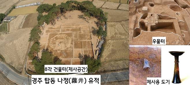 탑동 목관묘 근처에서는 나정(8각 건물터)에서는 제사용 유구(우물터)와 유물이 확인됐다.|국립경주문화유산연구소 제공