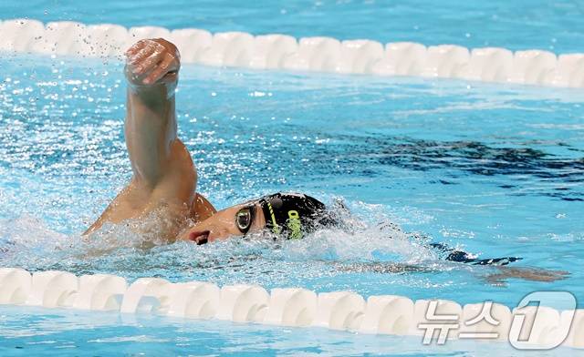 수영에 집중하는 지유찬. /사진=뉴스1 제공