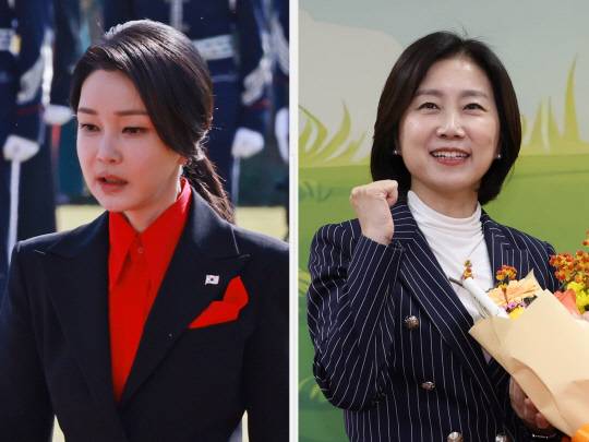 왼쪽부터 김건희 여사와 허은아 개혁신당 대표.<연합뉴스 사진 갈무리>