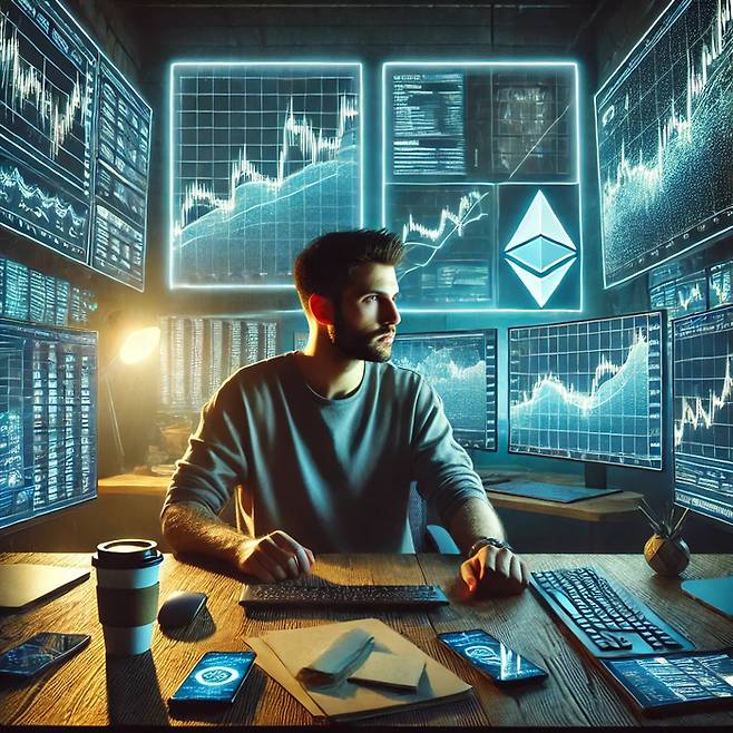 올해 상반기 국내 가상자산 투자자들이 해외 코인거래소로 75조원의 투자금을 보낸 것으로 조사됐다. 올 들어 코인 가격 상승세가 가팔라지자 차익 거래에 나선 투자자가 늘었기 때문인 것으로 해석된다. AI가 코인투자자를 그린 이미지. <챗GPT>