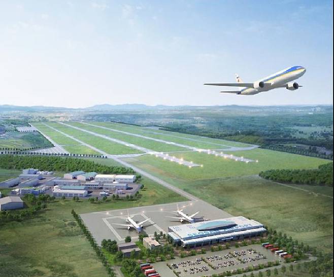 서산공항 조감도. 기존 군 공항에 민항 기능을 넣는 형태다. 자료 충남도