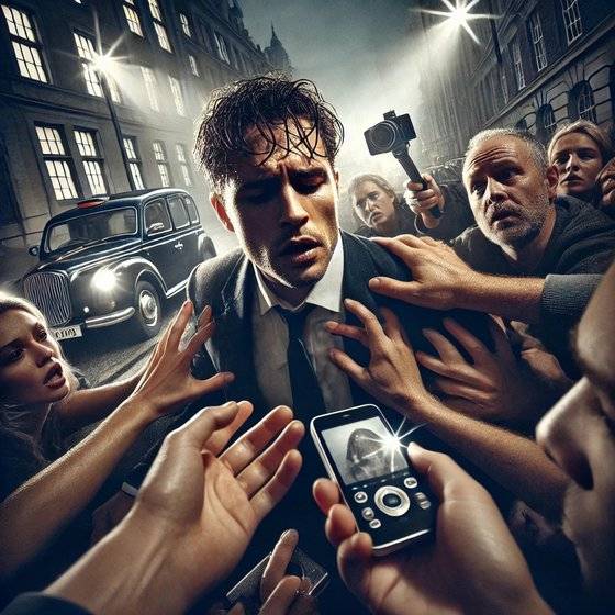 스토커에 시달리는 유명인의 모습. AI가 그린 그림.