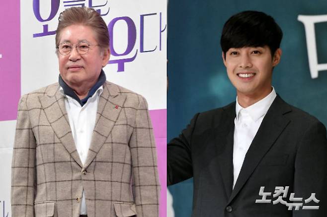 배우 김용건과 가수 겸 배우 김현중.