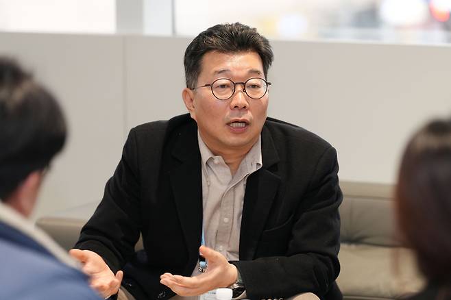 인터뷰를 하고 있는 장세영 두산에너빌리티 상무. 두산에너빌리티