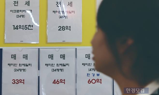 서울 서초구 반포동의 한 부동산 중개업소에 매물 시세가 붙어 있다. /사진=최혁 기자