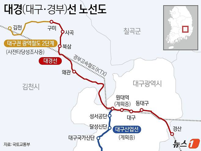 국토교통부는 오는 13일 오전 서대구역 광장에서 대경선 개통식을 개최하고 14일부터 정식 운행한다고 12일 밝혔다. ⓒ News1 윤주희 디자이너