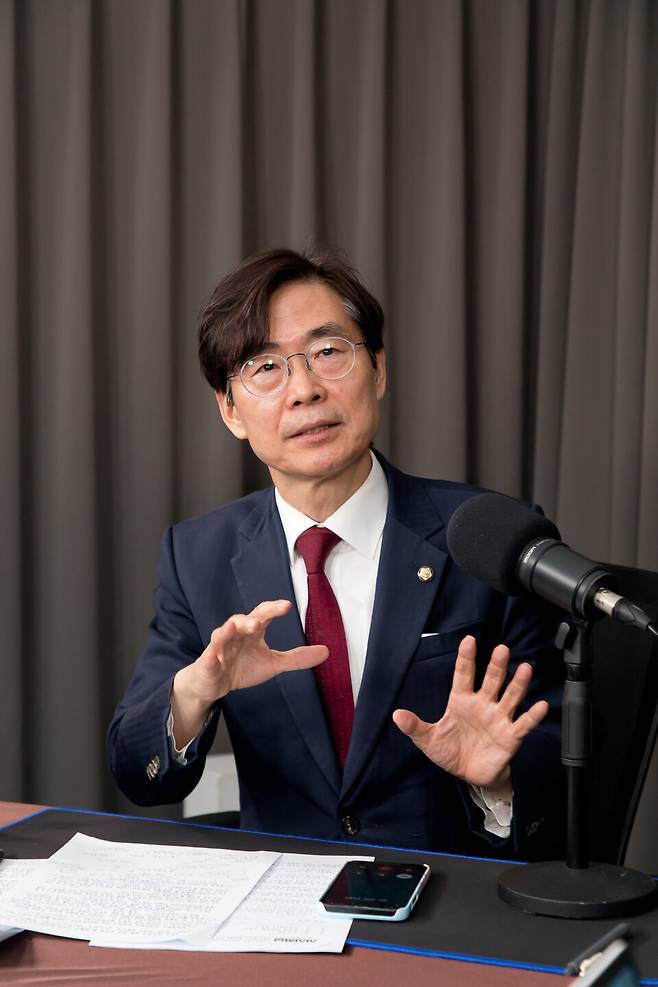 조경태 국민의힘 의원이 7일 서울 용산구 시사저널 사옥에서 인터뷰를 갖고 있다. ⓒ시사저널 이종현