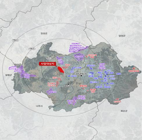광주산정 지구는 2021년 2월 4일 ‘공공주도 3080+ 대도시권 주택공급 확대방안’에 따라 추진 중이다.