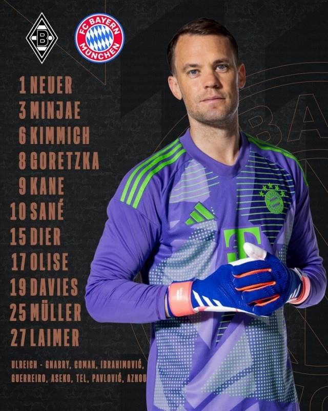 뮌헨은 골키퍼 노이어를 시작으로 라이머-다이어-김민재-데이비스-키미히-고레츠카-올리세-뮐러-자네-케인이 선발 출전했다. 사진=바이에른 뮌헨 SNS