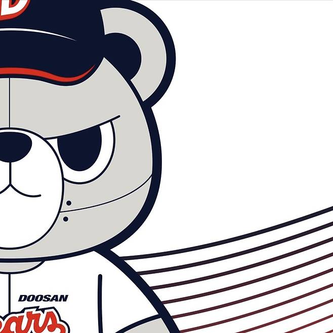 두산 마스코트 철웅이도 새 유니폼을 입고 포즈를 취하고 있다. 사진 | 두산 베어스