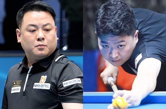 조재호(왼쪽)와 조건휘가 30일 낮 경기도 고양 킨텍스PBA스타디움에서 열린 ‘24/25 웰컴저축은행 PBA챔피언십’ 4강전서 나란히 승리, 결승에 올라 시즌 첫 우승컵을 다투게 됐다. (사진= PBA)