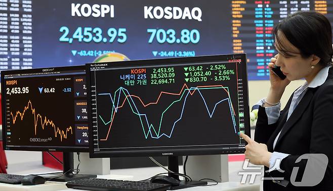 서울 영등포구 여의도 한국거래소 전광판./뉴스1 ⓒ News1 이동해 기자