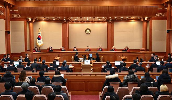 4일 서울 종로구 헌법재판소에서 윤석열 대통령 탄핵심판 5차 변론이 열리고 있다./사진공동취재단