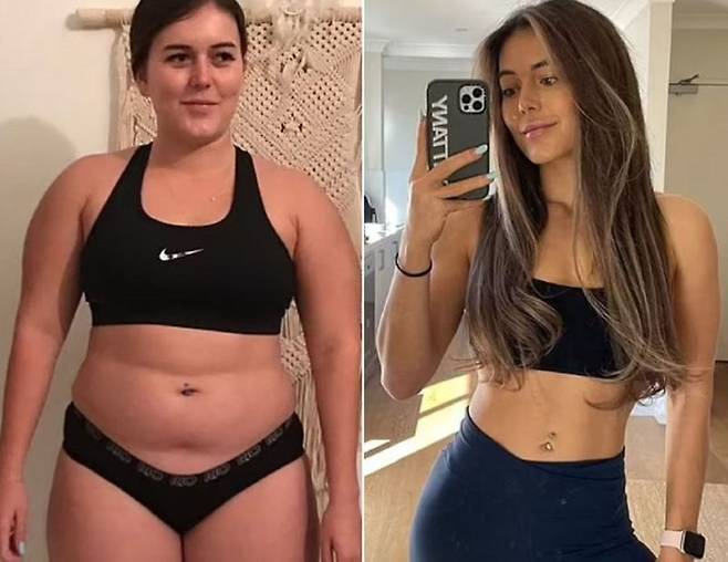뉴질랜드의 한 20대 여성이 9개월 만에 20kg 감량에 성공한 비결을 공개했다. 사진은 감량 전(왼)과 감량 후(오)의 모습./사진=데일리메일