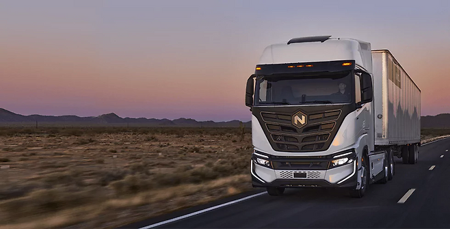 미국 수소 트럭 업체 니콜라의 수소 트럭. /니콜라 홈페이지 캡처