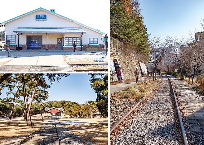 (좌로부터 시계방향)비대칭으로 지어진 화랑대역, 경춘선 철길을 따라 걷는 길, 문정왕후의 능인 태릉