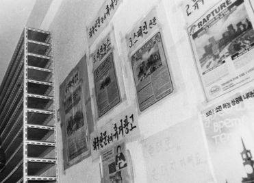 휴거를 앞두고 다미선교회 복도에 붙어 있던 세계 각 교회의 휴거 관련 소식지. 중앙포토.