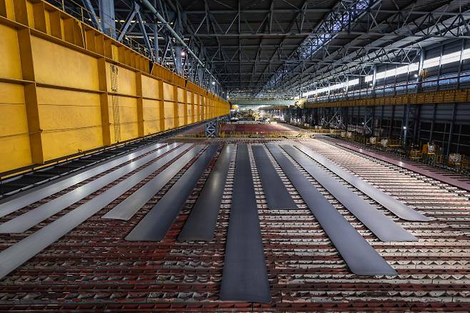 고망간강 제품이 적치되고 있다. /사진=포스코