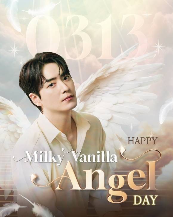 배우 이준혁의 생일인 3월 13일과 이날 출시되는 엔제리너스 신제품 ‘밀키 바닐라 엔젤’을 기념하는 홍보 이미지. 엔제리너스 인스타그램 캡처