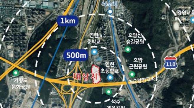 만안구 석수동 '연현마을 공원 조성사업' 대상지 위치도. /사진제공=안양시