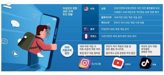 미성년자 관련 SNS 규제 추진 현황. 매경DB