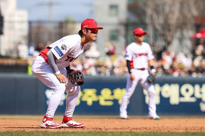 22일 오후 광주 기아챔피언스필드에서 열린 2025 프로야구 개막전 NC다이노스와 KIA타이거즈의 경기에 출전한 기아 김도영 모습. KIA 타이거즈 제공
