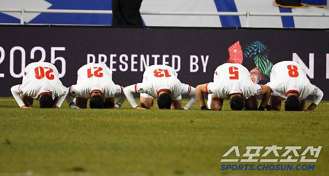 25일 수원월드컵경기장 열린 2026 FIFA 북중미 월드컵 아시아지역 3차 예선 대한민국과 요르단의 경기. 요르단 마흐무드 알 마르디가 동점골을 넣은 뒤 환호하고 있다. 수원=박재만 기자 pjm@sportschosun.com/2025.03.25/